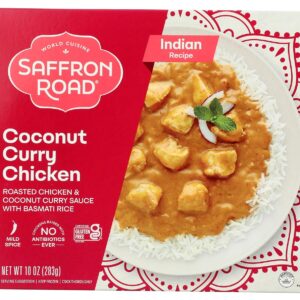 Saffron Road Coconut Curry Chicken with Basmati Rice Frozen Dinner, 10oz - Antibiotic Free, Gluten Free, Halal