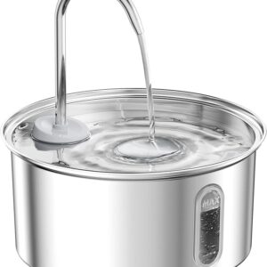 Cat Water Fountain Stainless Steel: 108oz/3.2L Cat Fountain for Drinking, Pet Fountain Water Bowl Dog Drinking Dispenser Cat Feeding & Watering Supplies, Super Quiet Kitty Spout for Cats Dogs