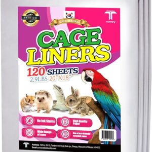 Bird Cage Liner - 120 Paper Sheets, 20" x 18", 2.9 lb - Ideal for Pet Habitats, Bulk Pack for Long-Lasting Use, Newsprint Texture, Convenient Parcel Packaging