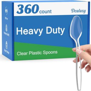 360 Count Clear Plastic Spoons Disposable, BPA-Free, Heat Resistant, Solid and Durable Disposable Spoons Heavy Duty Bulk, Premium Spoons plastic disposable for Party Supply